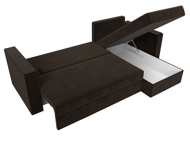 Угловой диван Атланта Лайт Б/С правый (полностью микровельвет коричневый) - Вид 10