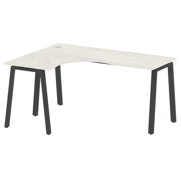 Metal System Стол криволинейный левый на А-образном м/к БА.СА-4 (L) Дуб наварра/Антрацит металл 1600*1200*750 - Вид 1