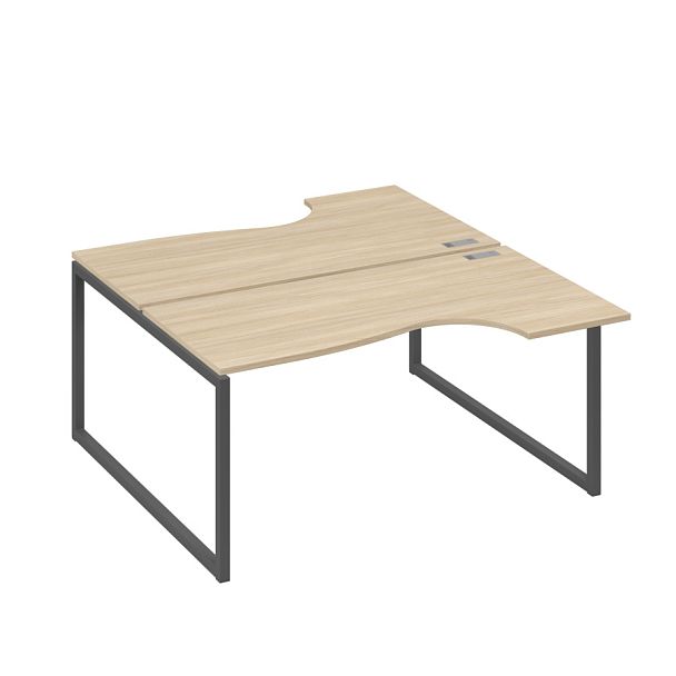 Рабочая станция (2х160) столы Классика опоры QUATTRO A4 А4 Б4 185 БП дуб скандинавский / металлокаркас антрацит - Вид 1