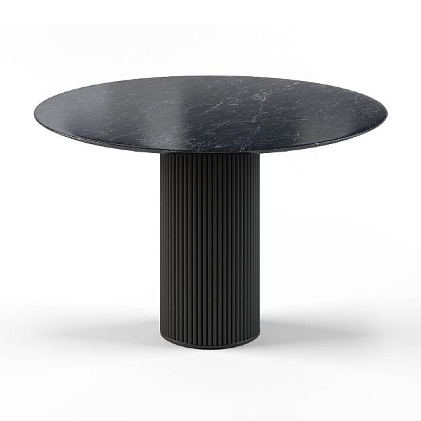 Стол круглый Nolan 120, керамика глянцевая, черная - Вид 1