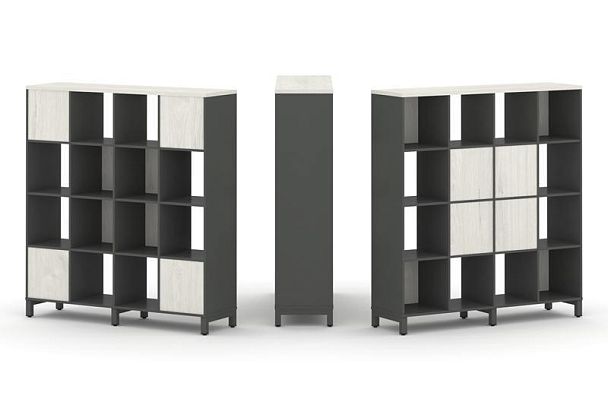 Стайл Проджект Набор стеллажа 2-х сторон., 4 яр. SN.NSD-441 Антрацит/Дуб Наварра/Металл Антрацит 148 - Вид 1