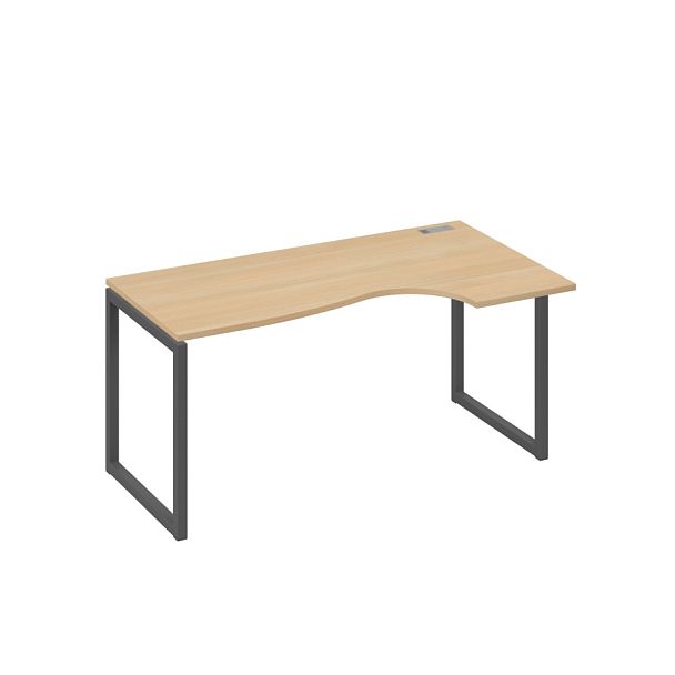 Стол эргономичный правый "Классика" на металлокаркасе QUATTRO A4 А4 Б4 046 БП натуральный дуб / металлокаркас антрацит - Вид 1