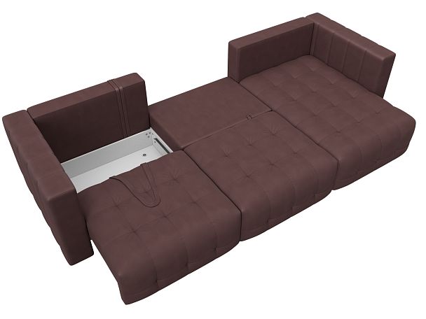 Диван угловой Лига-052 НПБ Лонг угол универсальный Замша бордовый - Вид 8