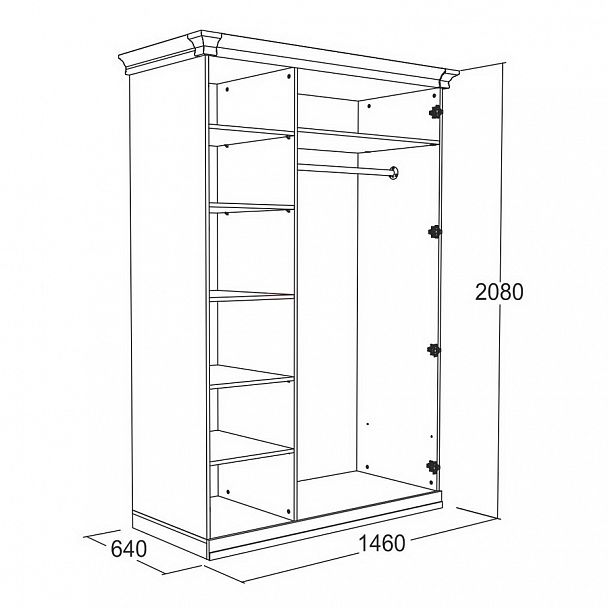 Шкаф 3-х дверный для одежды и белья "Ольга 18" - Вид 2