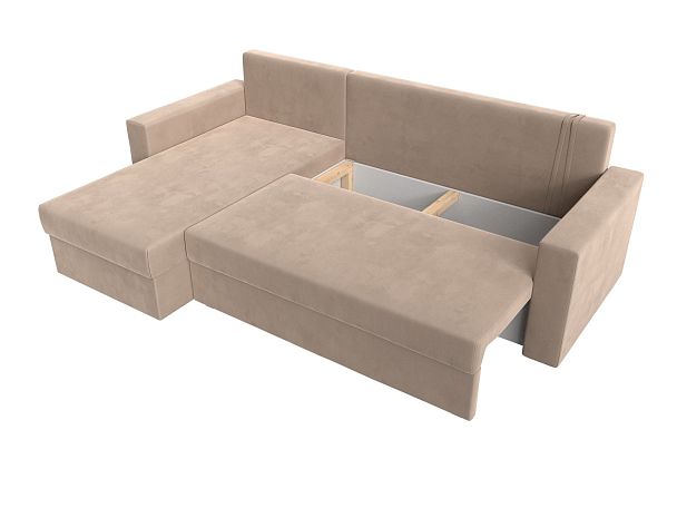 Угловой диван Траумберг Лайт левый (полностью велюр бежевый) - Вид 8