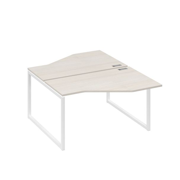 Рабочая станция со столами (2х140) Техно на каркасе QUATTRO A4 А4 Б4 187 БП дуб / металлокаркас белый - Вид 1