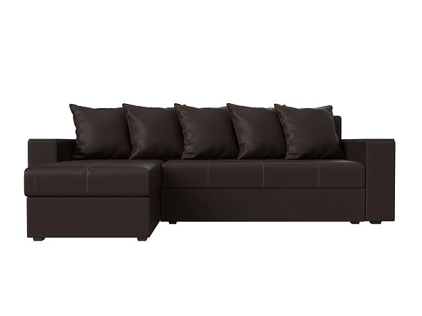 Диван угловой Дубай Лайт угол левый (полностью экокожа коричневая) - Вид 2