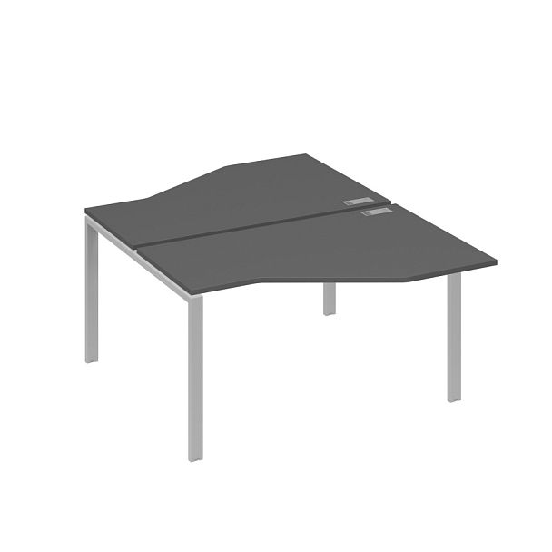 Рабочая станция (2х140) со столами Техно на каркасе UNO A4 А4 Б1 187 БП антрацит премиум / металлокаркас серый - Вид 1