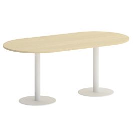 Home Office Стол овальный VR.SP-5-180.1 Клён/Белый металл 1800*900*750 - Фото предпросмотра