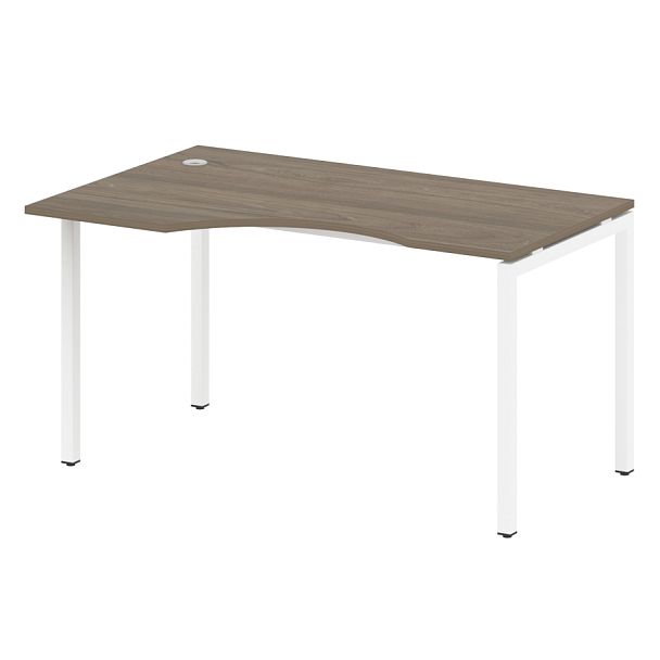 Metal System Quattro Стол криволинейный левый на П-образном м/к 40БП.СА-2 (L) Вяз/Белый металл 1400*900*750 - Вид 1