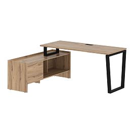 Стол с тумбой EVCT 17614 Дуб Денвер светлый/Черный 1760х1400х750 EDIS - Фото предпросмотра