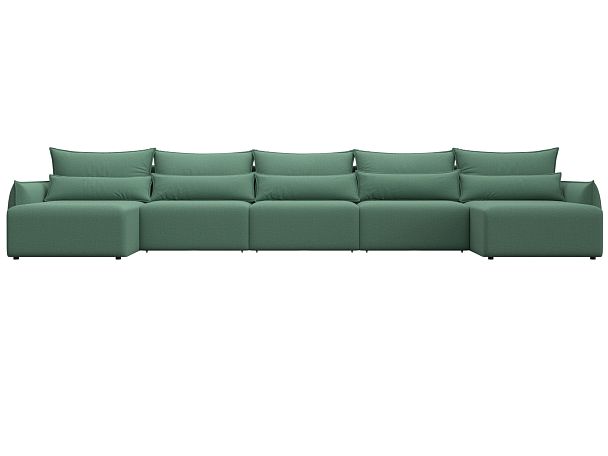 Диван п-образный Лига-051 НПБ МегаЛонг Рогожка зеленый - Вид 2