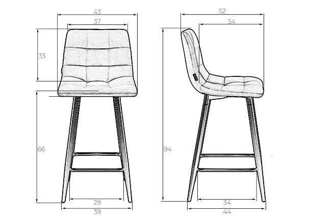 Стул полубарный DOBRIN OLIVIA (черные матовые ножки, светло-серый велюр (108-52)) - Вид 9