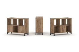 Стайл Проджект Набор стеллажа 2-х сторон., 2 яр. SN.NSD-231 Дуб Табак/Металл Антрацит 1121*400*881 - Фото предпросмотра