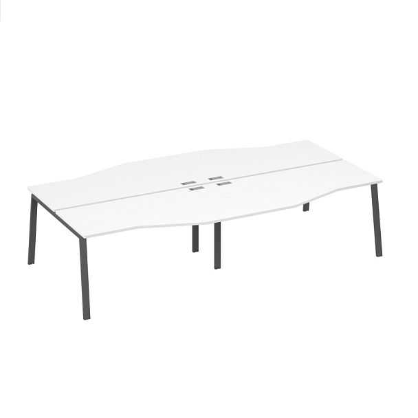 Станция на каркасе TRE со столами Техно 4х160 A4 А4 Б3 191-2 БП белый премиум / металлокаркас антрацит - Вид 1