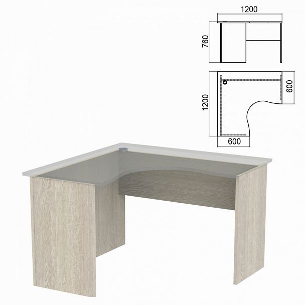 Стол компактный ЧАСТЬ 2 "Арго", 1200х1200х760 мм, левый, ясень шимо, А-203.60 - Вид 1