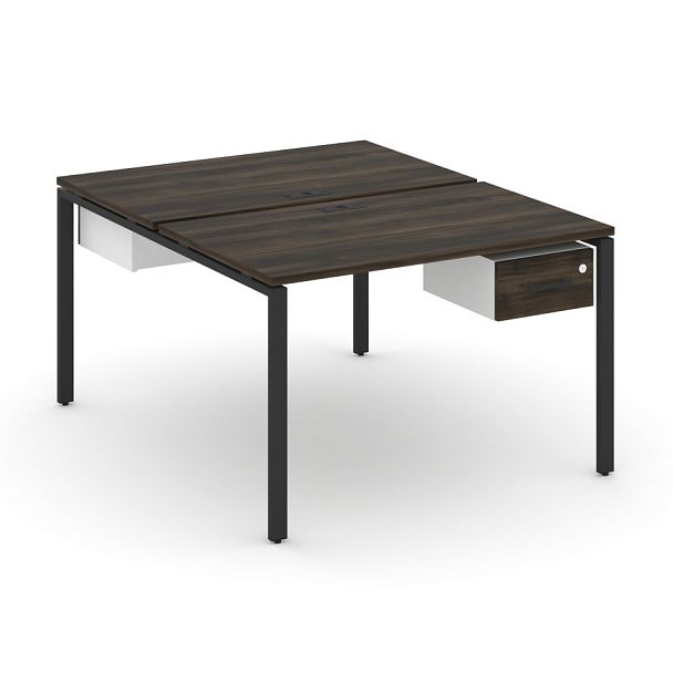 Concept Рабочая станция 2 сторонняя с подвесными тумбами на 2 места CN.DRS-110 W Дуб Мали/Белый Бриллиант/Металл Черный 1180*1480*750 - Вид 1