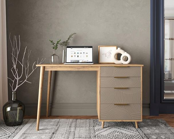 Стол рабочий Line одной тумбой R23/beige - Вид 5