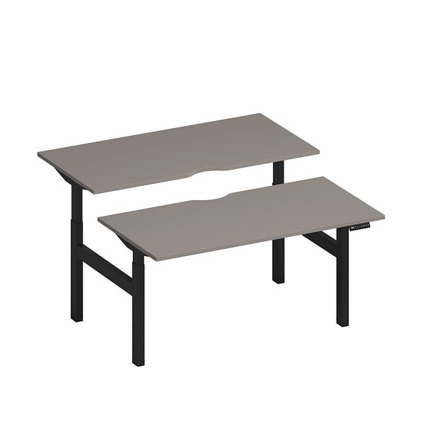 Рабочая станция на электроприводе с вырезами Elevo А2 ЧР 103.2 МП мокко премиум / черный гладкий - Вид 1