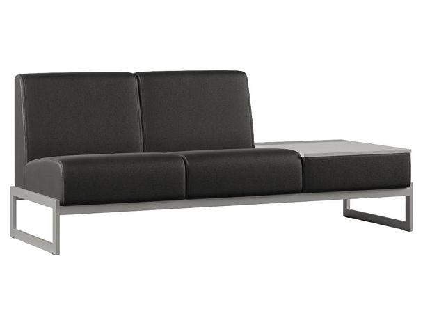 Диван Everprof Solo двухместный со столиком слева Металл Серый Экокожа Черный ЛДСП Серый - Вид 1