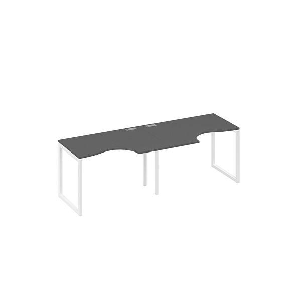 Рабочая станция столы Классика каркас QUATTRO (2х120) A4 А4 Б4 041-2 БП антрацит премиум / металлокаркас белый - Вид 1