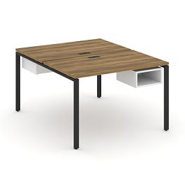 Concept Рабочая станция 2 сторонняя с подвесными тумбами на 2 места CN.DRS-102 Сандал Янтарный/Белый Бриллиант/Металл Черный 1180*1480*750 - Фото предпросмотра