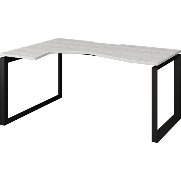 Стол эргономичный левый на металлокаркасе НТМП.О-060.ЛВ Сосна винтер/Антрацит 1600x1000x750 Аргентум-МП - Вид 1