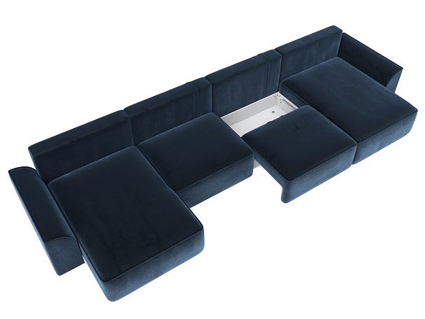 Диван п-образный Лига-048 НПБ лонг Велюр синий - Вид 7