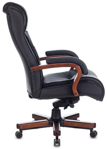 Кресло руководителя Бюрократ T-9926WALNUT черный кожа крестов. металл/дерево - Вид 2