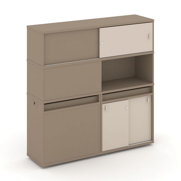 Estetica Набор №32. Тумба двойная+высокая надставка ES.NB.2V-32 Латте/Капучино 1500*410*1520 - Вид 1