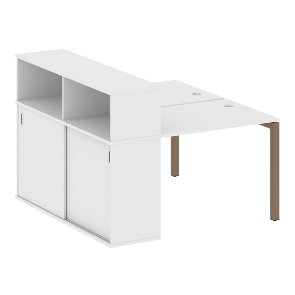 Metal System Quattro Р. ст. с шкафом-купе на П-образном м/к 50БП.РС-СШК-2.1 Т Белый/Мокко металл 1410*1475*1098 - Вид 1