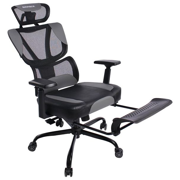 Кресло BRABIX PREMIUM "Venom GM-530", подножка, синхромеханизм, экокожа/сетка, черное/серое, 532951 - Вид 9