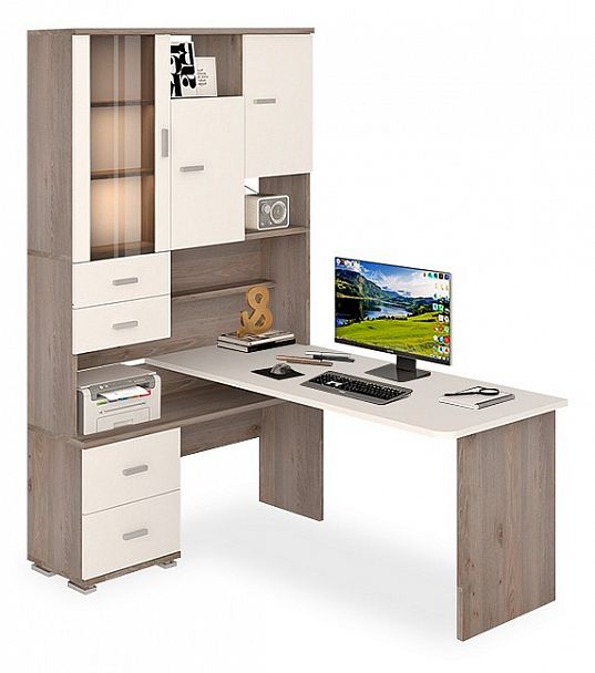 Стол компьютерный Домино СР-620/160 Белый/Нельсон левый - Вид 1