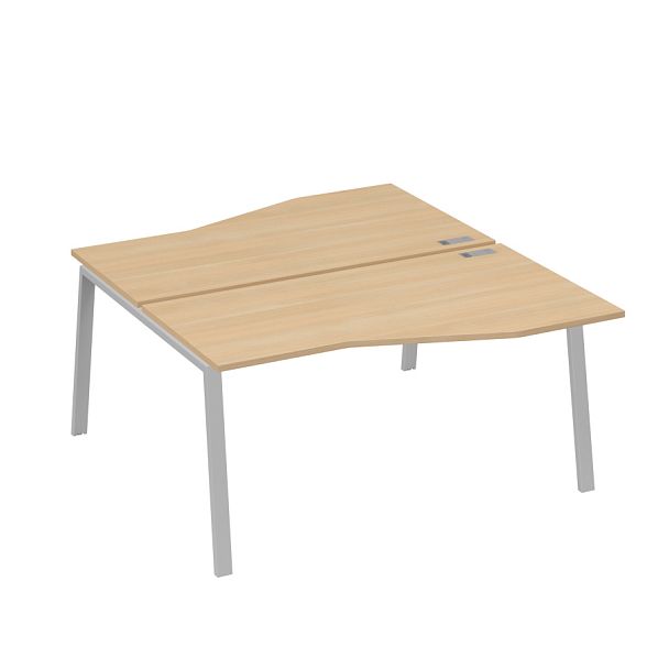 Рабочая станция (2х160) столы Техно на опорах TRE A4 А4 Б3 191  БП натуральный дуб / металлокаркас серый - Вид 1