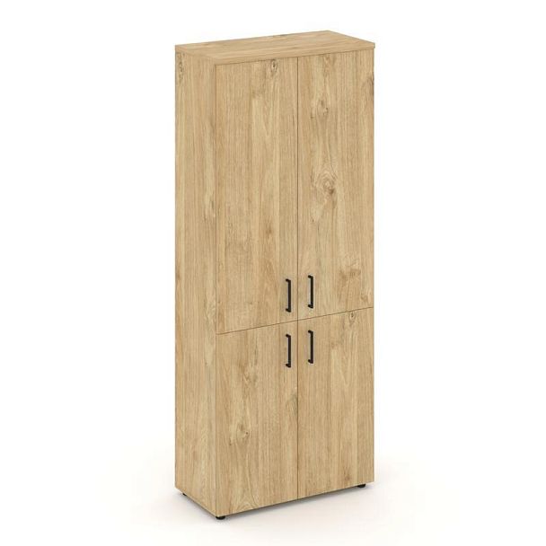 Стайл Проджект Шкаф высокий широкий SN.STS.E-104 Тиквуд Светлый/Черный Ручки 796*400*1982 - Вид 1