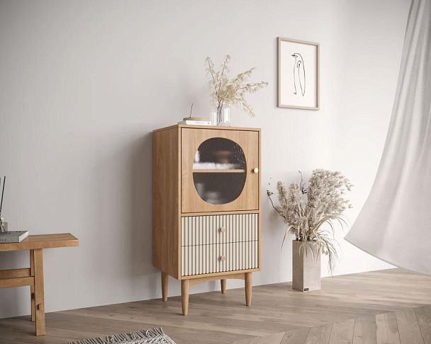 Высокая тумба Bubble с двумя ящиками арт BBL11, цвет - орех - Вид 4