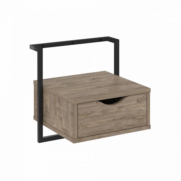 Тумба навесная "Loft" (крепление к стене) VR.L-SY1 Тиквуд Темный/Черный - Вид 1