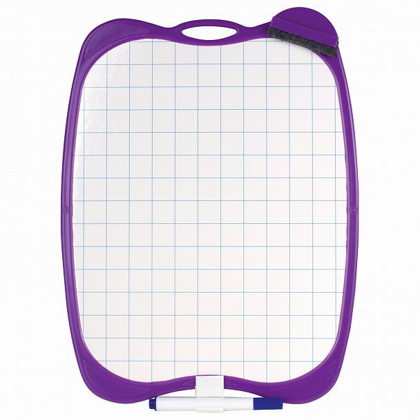 Доска двусторонняя маркерная A4 190х270 мм, БЕЛАЯ/КЛЕТКА, с маркером и стирателем, ЮНЛАНДИЯ, 236898 - Вид 3