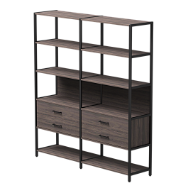 Набор стеллажных систем №7 Everprof EVO 1635x385x1840 Дуб Пасадена/Черный - Фото предпросмотра