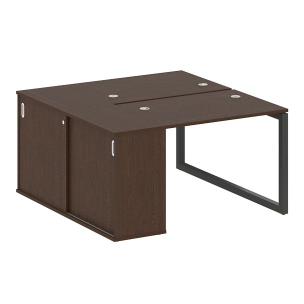 Metal System Quattro Р. ст. с шкафом-купе на О-образном м/к 50БО.РС-СШК-1.1 Т Венге/Антрацит металл 1410*1475*750 - Вид 1