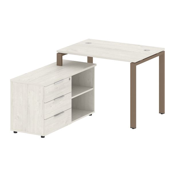 Metal System Р. ст. с тумбой на П-образном м/к БП.РС-СТС-2.1 (L) Дуб наварра/Мокко металл 1100*1520*750 - Вид 1