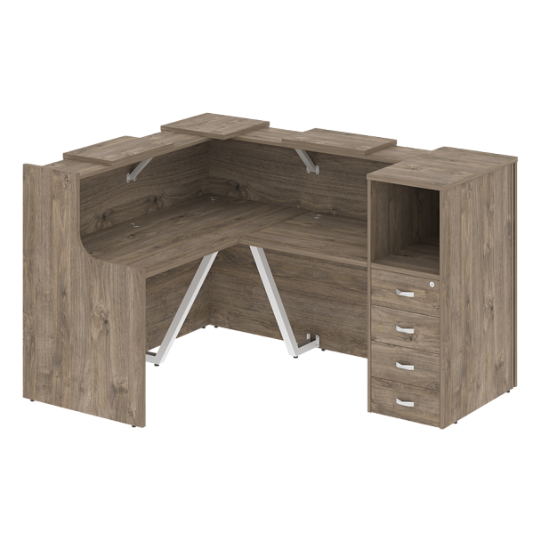 Ресепшн Г-образный "Onix" O.R-K-26 тиквуд темный/белый - Вид 1