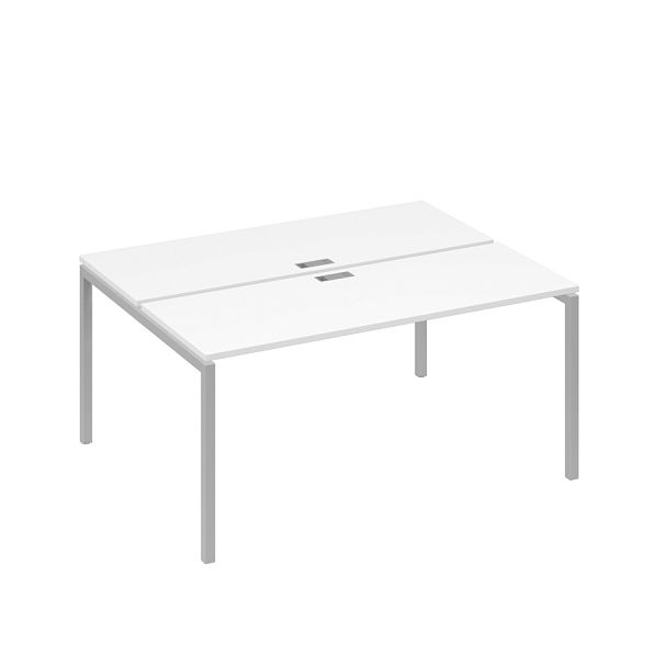 Рабочая станция 2х160 на опорах DUE A4 А4 Б2 172 БП белый премиум / металлокаркас серый - Вид 1