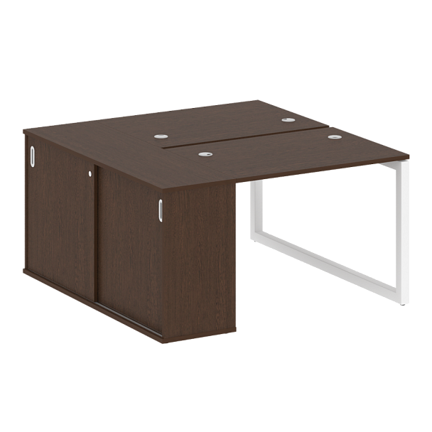 Metal System Quattro Р. ст. с шкафом-купе на О-образном м/к 50БО.РС-СШК-1.1 Т Венге/Белый металл 1410*1475*750 - Вид 1