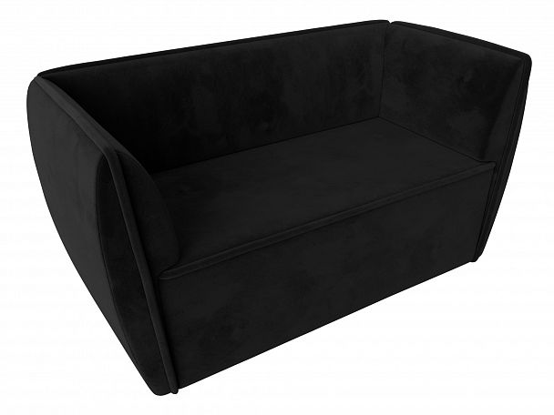 Прямой диван Бергамо 2-х местный (полностью велюр черный) - Вид 5