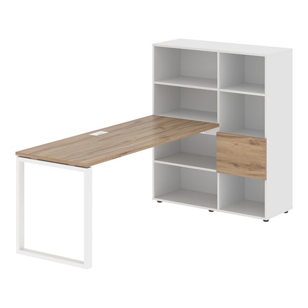 Стол-стеллаж EQRST 1117 Дуб Денвер светлый/Белый/Белый 2190х1120х1355 EDIS - Вид 1