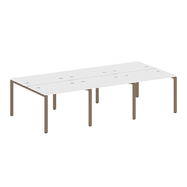 Metal System Р. ст. на 6 раб. места на П-образном м/к БП.СМ-6.1 Белый/Мокко металл 3000*1475*750 - Вид 1