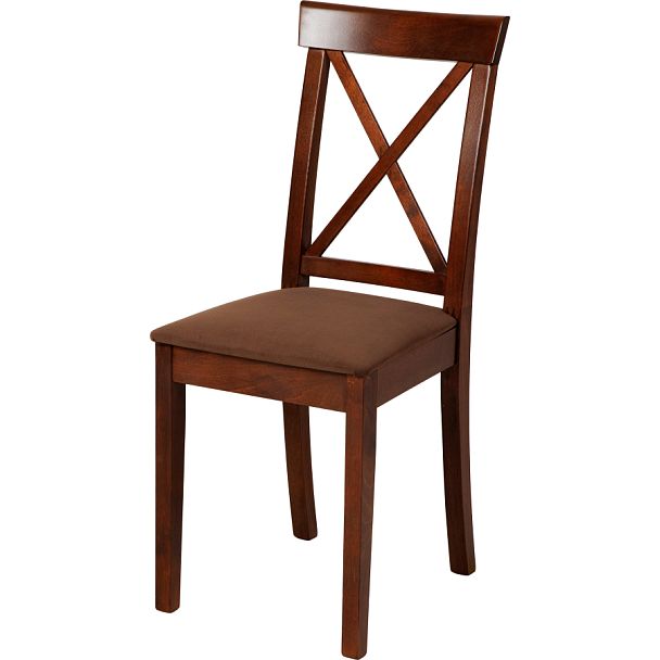 Стул деревянный с мягким сиденьем Бергольф Темный орех/Коричневый велюр - Вид 1