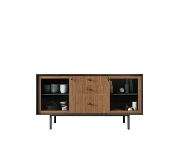 Комод две стеклянные дверки и три ящика Emerson арт EM14 - Вид 1