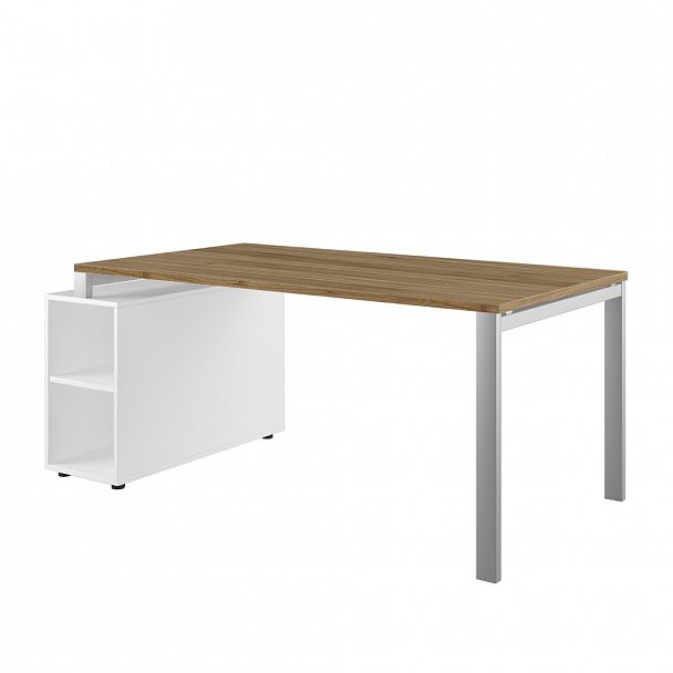 Стол руководителя на опорной тумбе. Правый Tess 180x90x75 орех - Вид 1